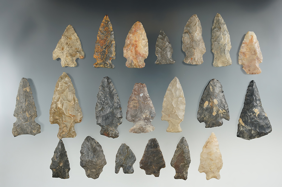 Pictured! Group of 20 Flint artifacts found in Pittsfield, Lorain Co., Ohio. Largest is 2 7/16". Pic