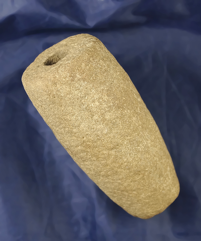 Unique! Large 4 7/8" Sandstone Tube Pipe with drilling started,