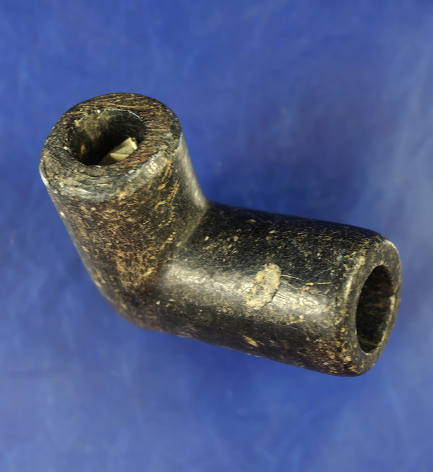2" Hardstone Historic Era Pipe found in Franklin Co., Ohio. Very unique lead plug in end.