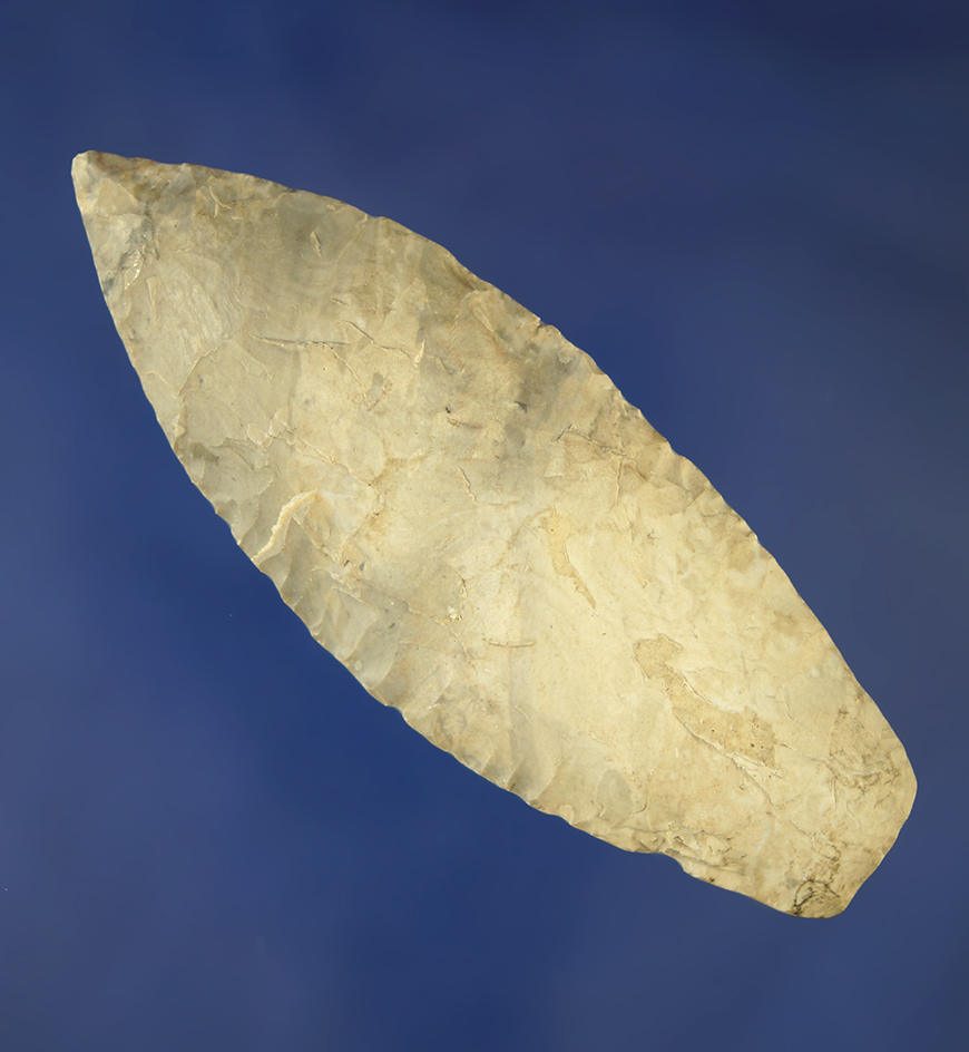 3 7/16" Agate Basin found in Illinois. Ex. George Van Buren Collection.