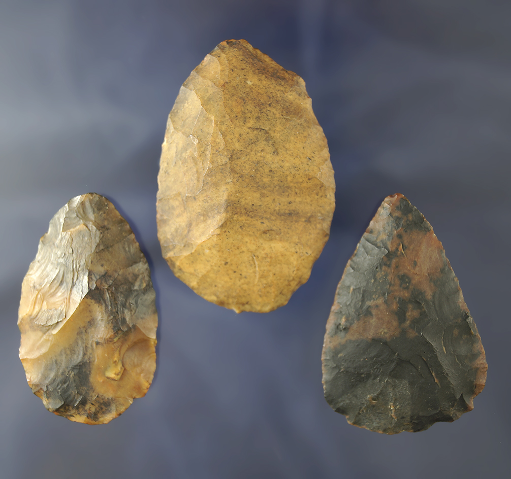Set of three heavily River patinated Knives found near the Santa Fe River, Alachua Co., Florida.