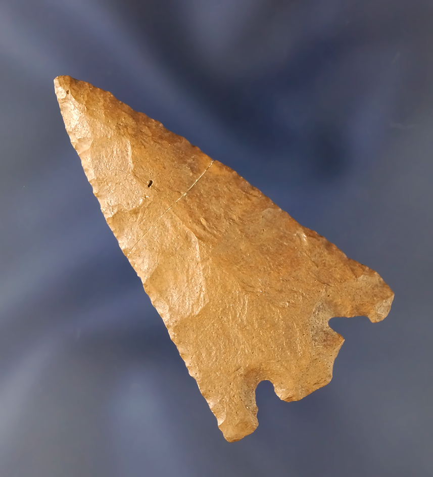 2 3/16" nicely River patinated Basal Notch  found near the Santa Fe River, Alachua Co., Florida.