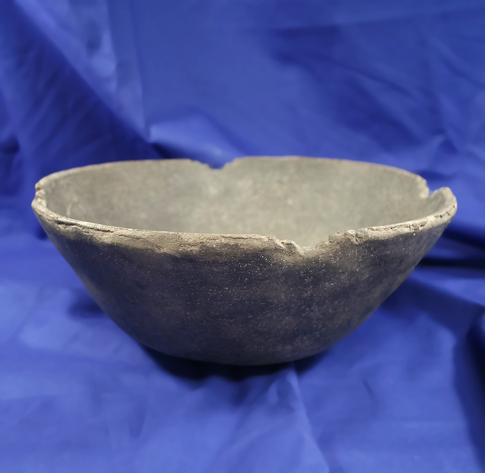 Large 9 5/8" wide nicely restored Mississippian bowl found in Mississippi County Arkansas