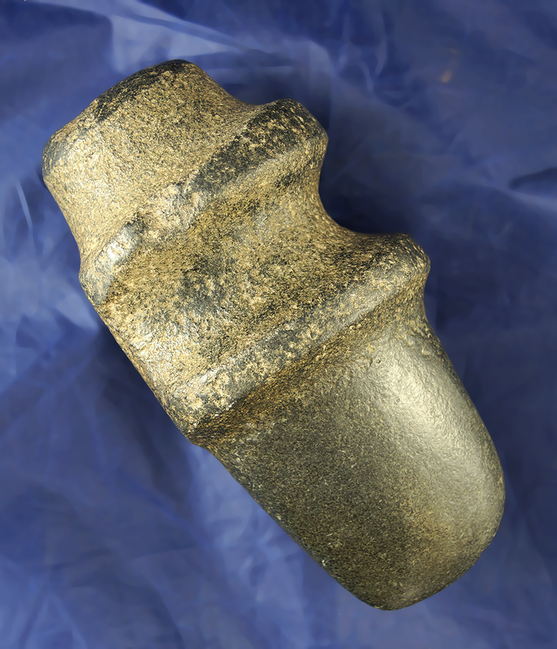 Sale Highlight! 7 3/16" Raised Ridge 3/4 groove Axe with incredible style and excellent patina. COA.