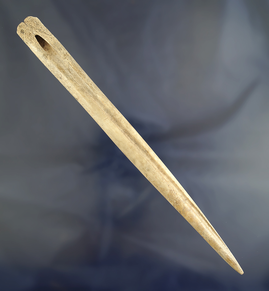 Large and nice 8 3/16" Well patinated Bone Awl with tallies and excellent use polish. Kentucky.