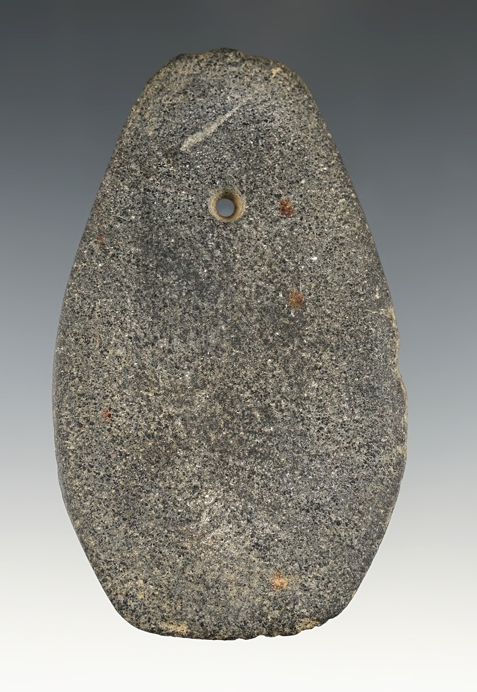 3 11/16" Ohio Hopewell Ovate Pendant - Hardstone. Ex. Dave Root. Bennett COA.