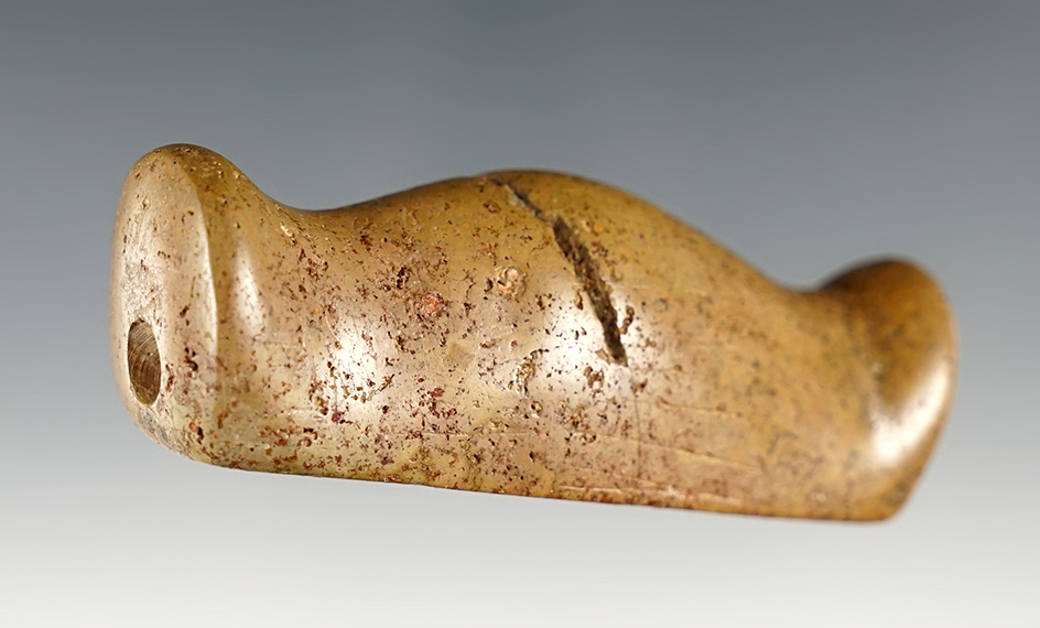 3 1/8" Adena Bar Amulet that is broken/glued. Well made from Pipestone. Ex. Jim Miller.