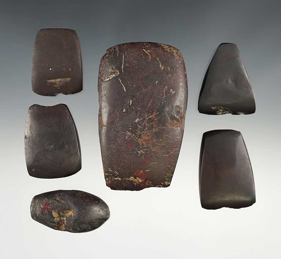 Set of 6 Hematite artifacts found in Ohio. The largest is 3 5/16".