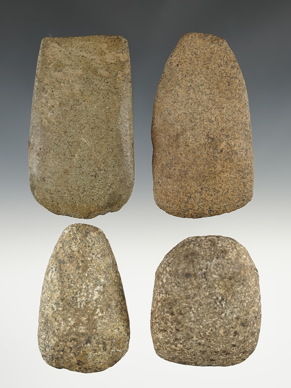 Set of 4 Hardstone Celts found in Ohio. The largest is 3 1/2".