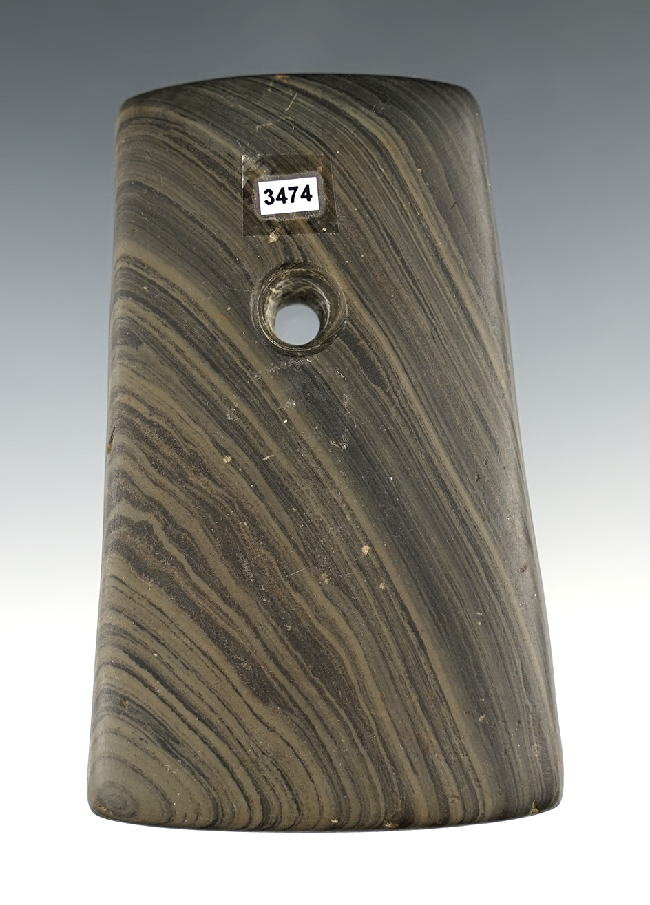 Beautifully banded 3 3/4" Pendant - Indiana. Very well made example. Ex. Terry Elleman.