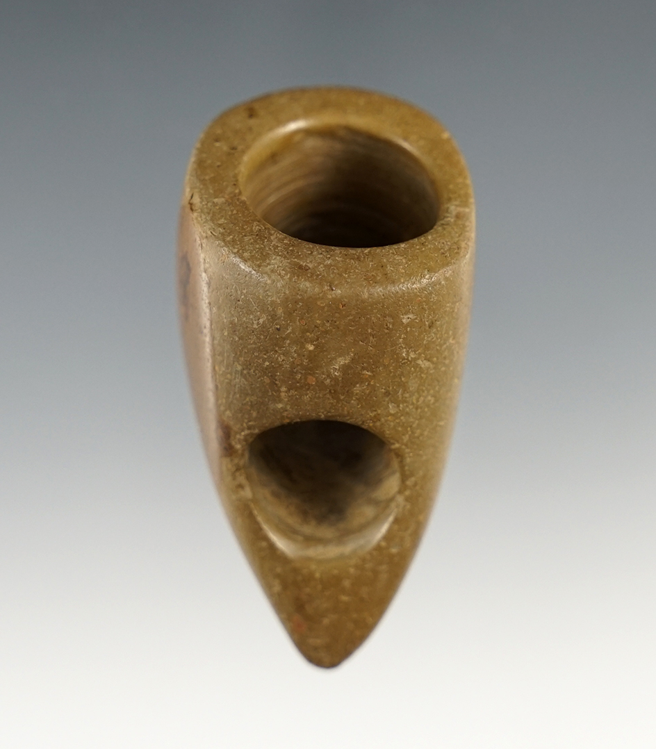 1 7/16" tall nicely styled Pipe found in Ohio. Made from Pipestone.