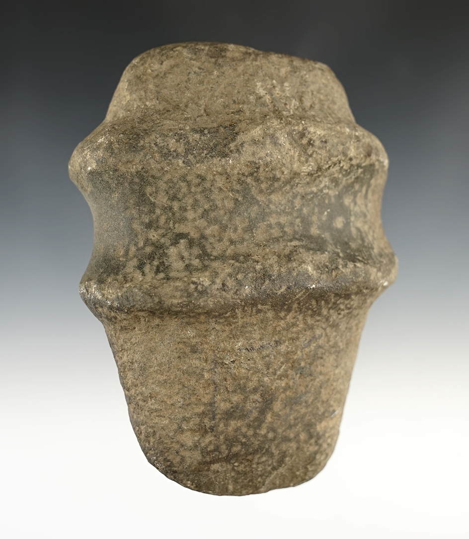 Unique 5 1/4"  long 3/4" Grooved Axe worked down to a Hammerstone. Eastern U.S.