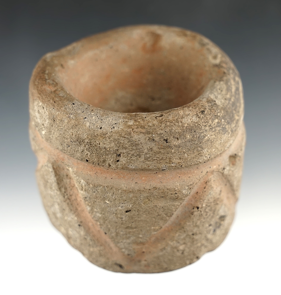 Incredibly rare 2 3/4" Carved stone Pot found near Roosevelt, Washington. Superb example of type!