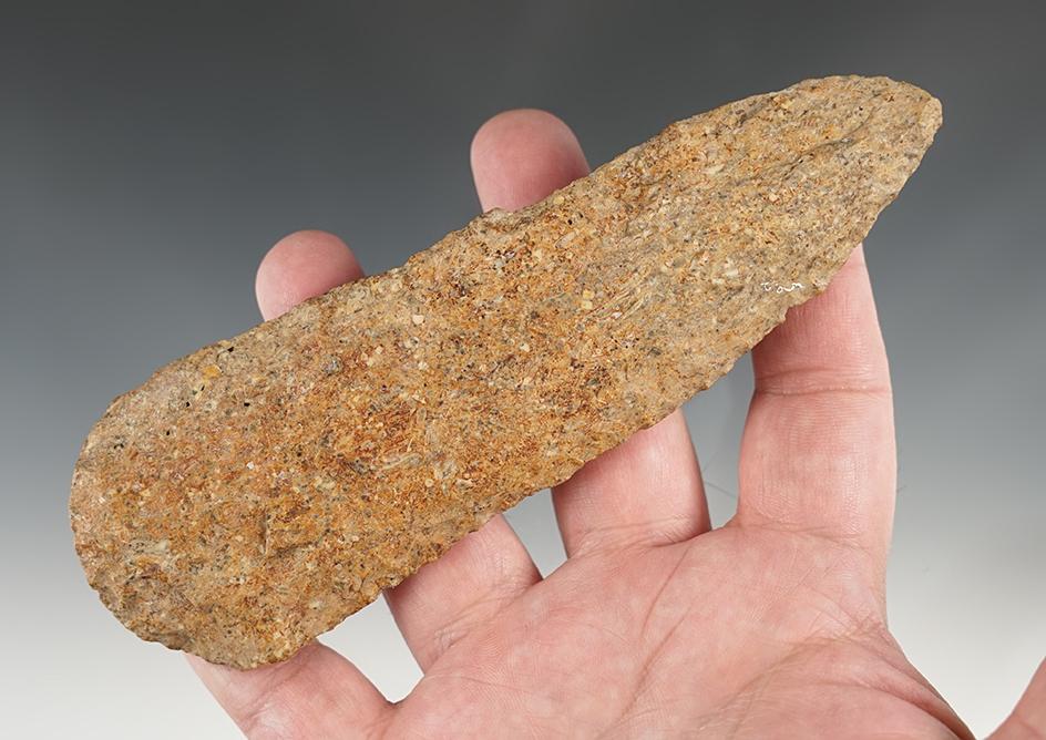 6" Knife made from Harrodsburg Chert, found in Indiana. Ex. Wolfe Collection.