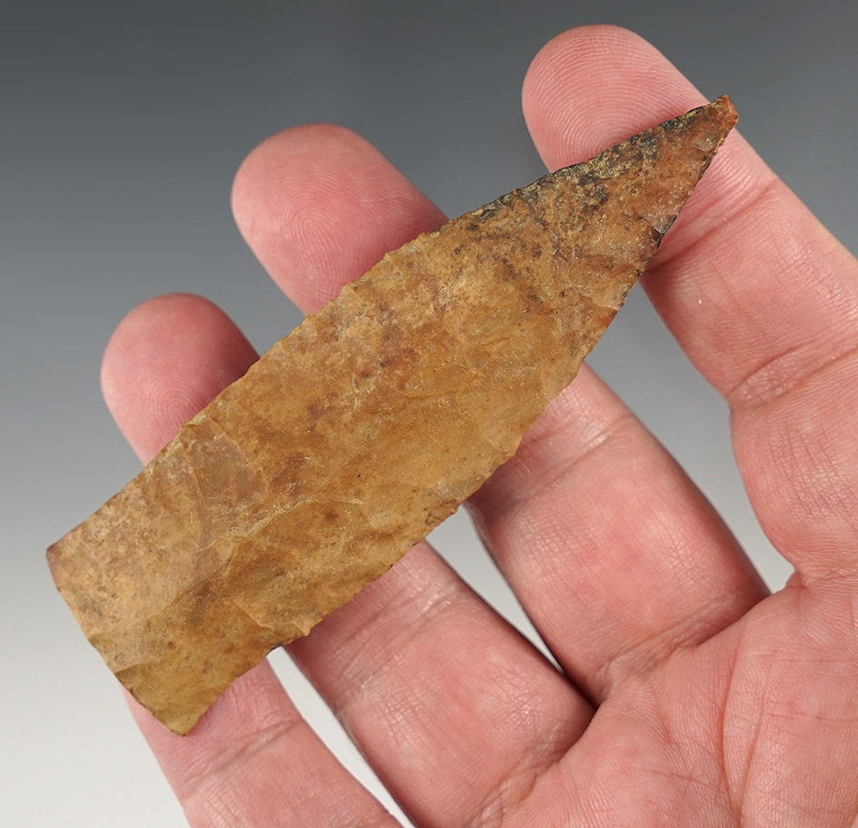 3 11/16" heavily patinated Copena found in Tennessee.