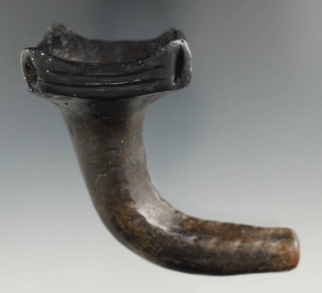 4" wide by 3" tall Castellated Square Bowl Huronian Pipe that has moderate restoration to the bowl.