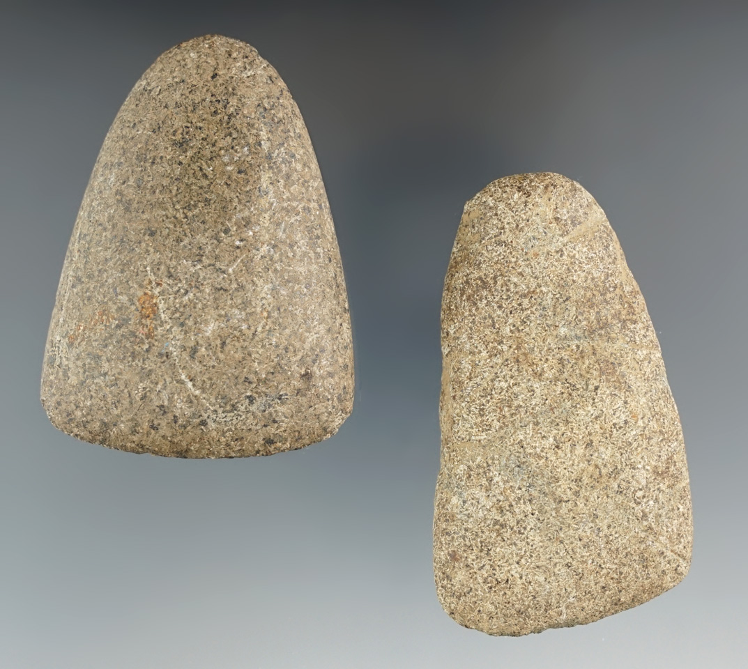 Pair of well styled Hardstone Adzes found in Indiana, largest is 2 3/4".