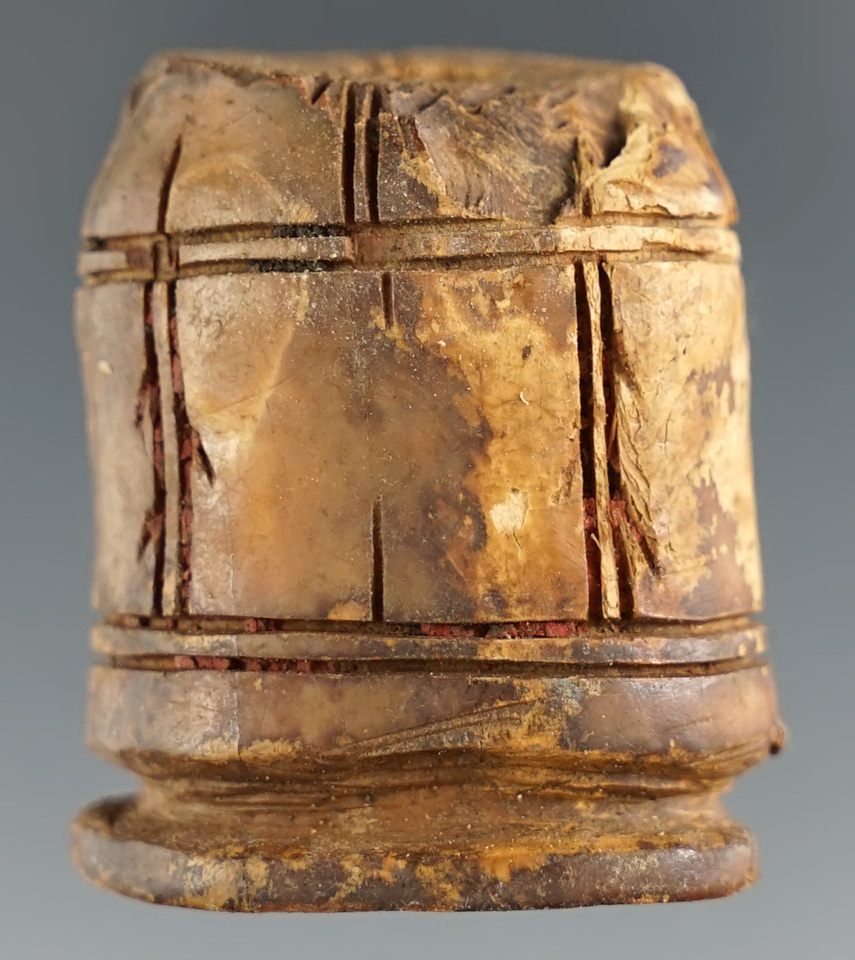 1 3/8" nicely engraved Inuit ivory bladder plug found in Alaska.