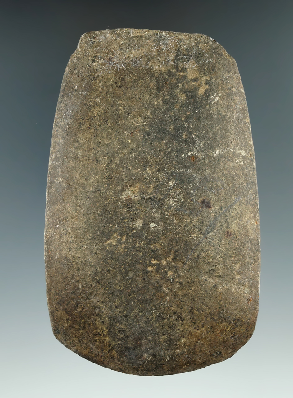 Flat style 4 5/8" Stone Celt in nice condition is heavily patinated found in New Jersey.