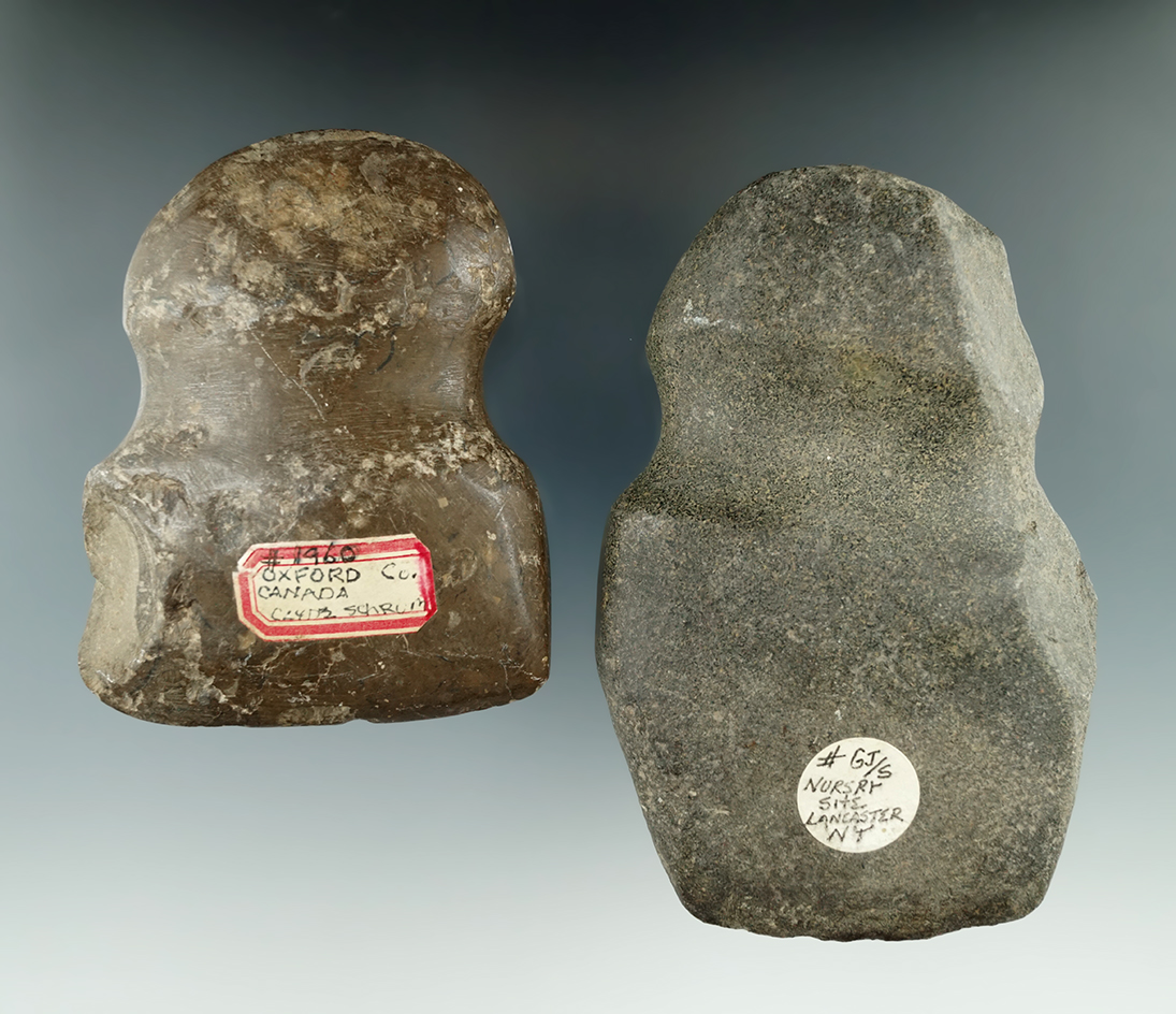 Pair of Full Grooved Axes found in New York and Canada, largest is 4 7/8".
