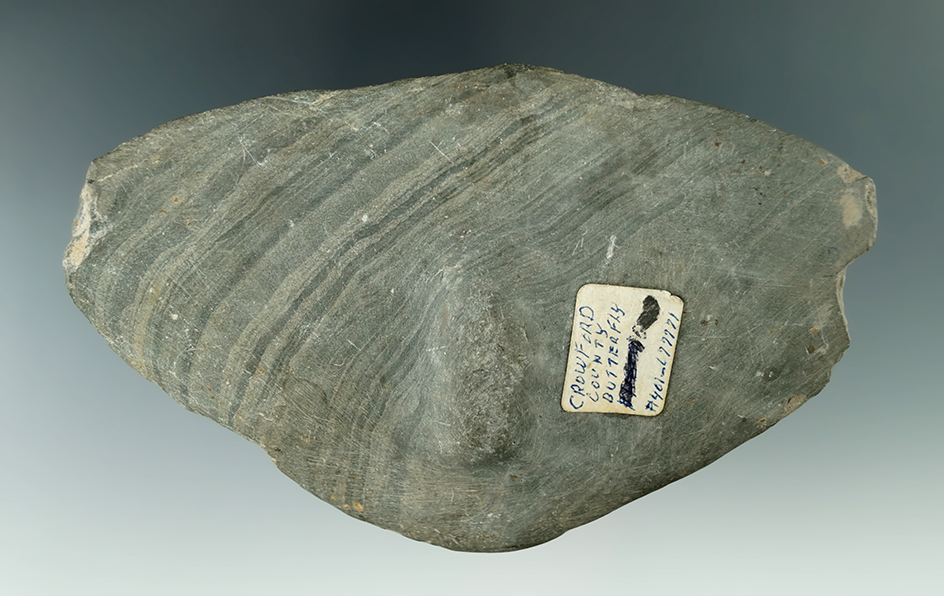 5 7/8" Banded Slate Butterfly Bannerstone Preform found in Crawford Co., Ohio.