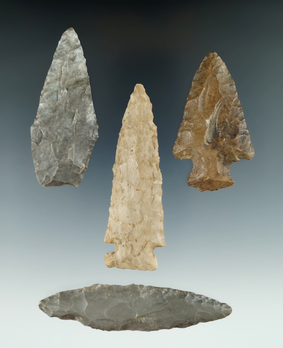 Set of four assorted Ohio artifacts in very nice condition. Largest is 3 3/16".