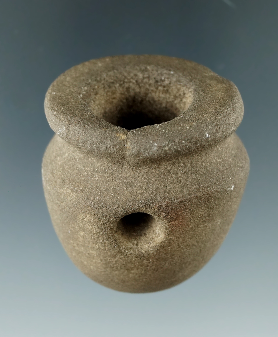 Well styled and nicely crafted 1 5/8" Sandstone Pipe found in southeastern Ohio.