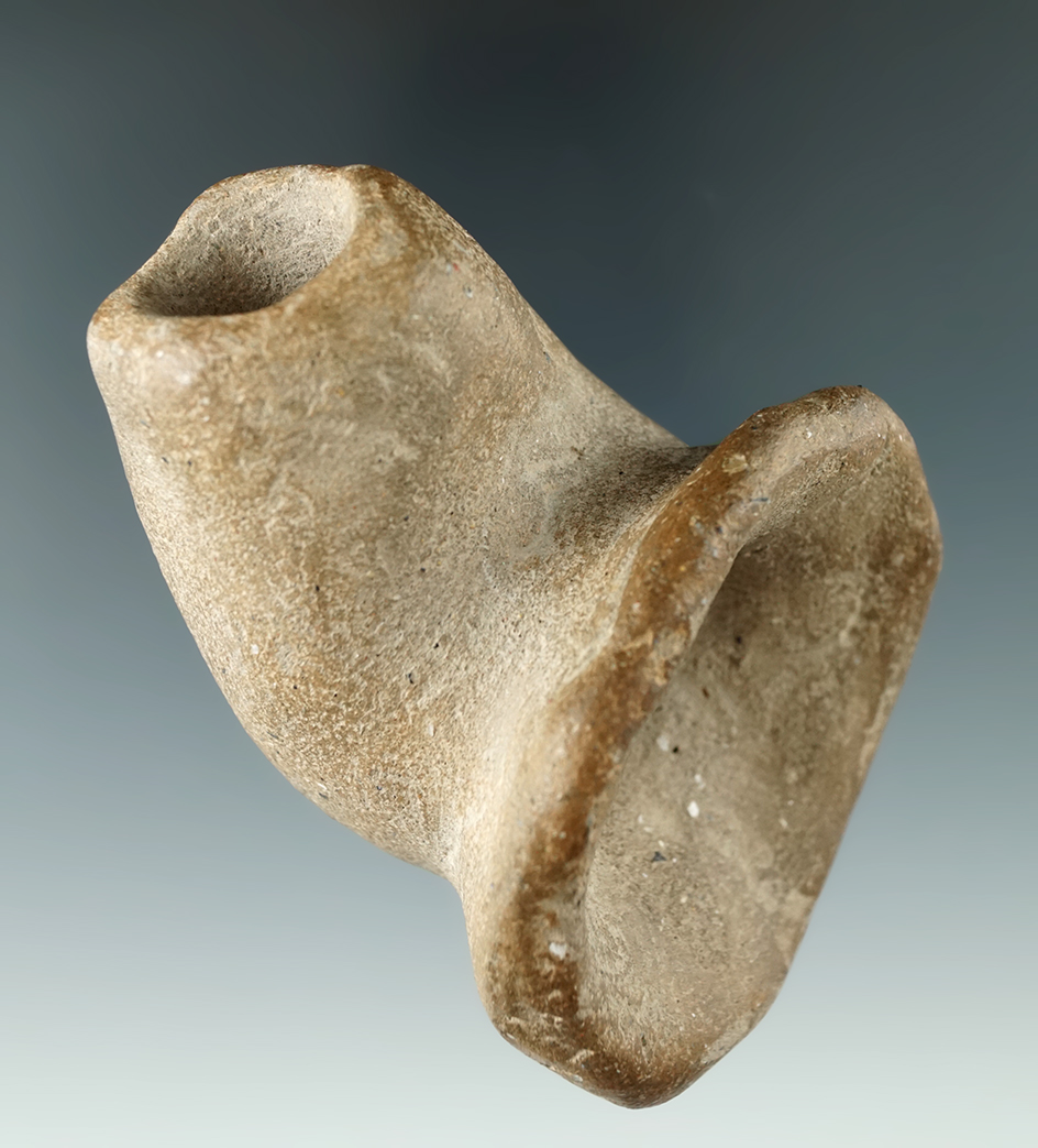 Nice flared rim on this 3 1/8" Clay Pipe found at the Gold camp site, Lawrence Co., Ohio.