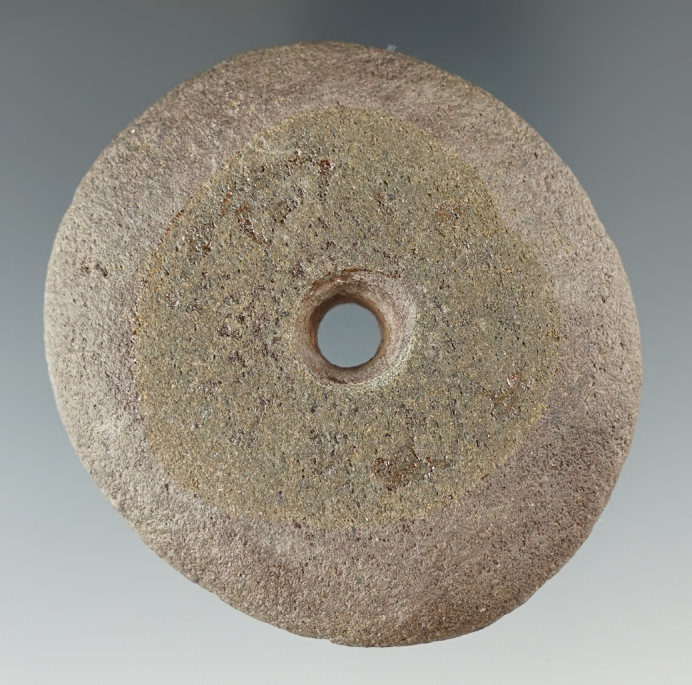 2 3/4" diameter perforated spindle weight found in Humboldt County California.