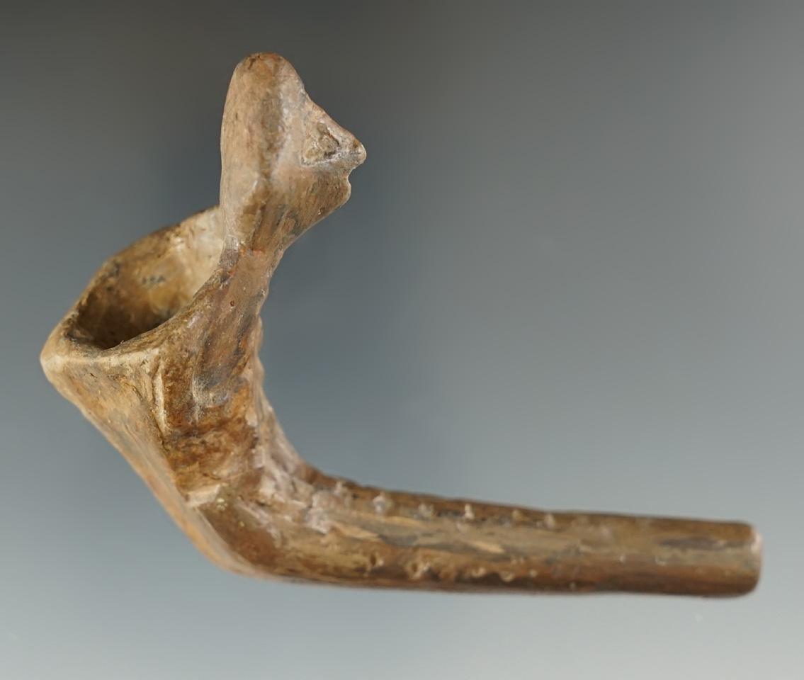 3 3/8" miniature pinched face blower pipe that is heavily restored - New York.