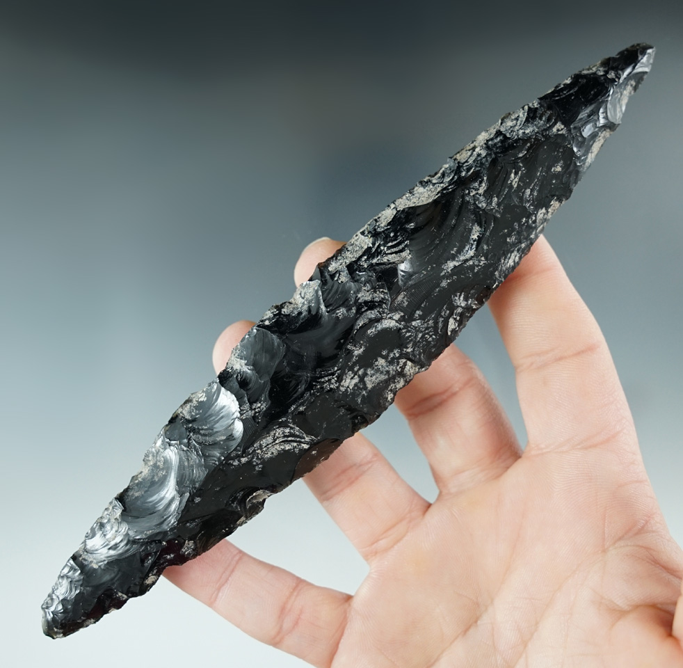 Large 6 15/16" pre-Columbian Bi-pointed Colima knife found in Mexico.