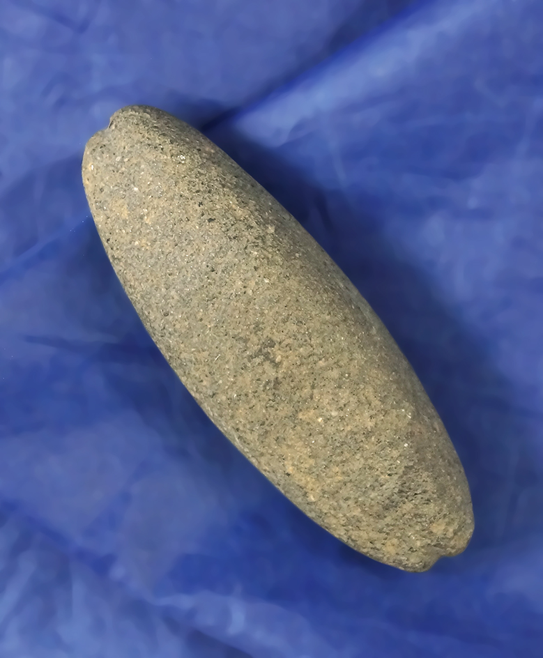 Unique 2 1/2" Notched Stone Weight found in Monroe Co.,  Michigan. Bennett COA.