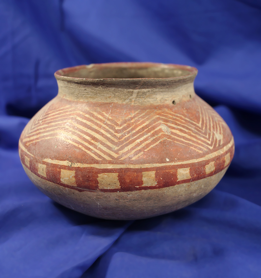 Well made and nicely styled 6 1/2" wide nicely painted pre-Columbian pottery jar - Mexico.