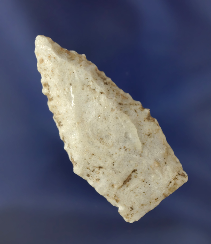 2 3/16" Lanceolate with a nicely ground stem area found in Clay Co.,  Arkansas. Ex. Jerry Dickey.