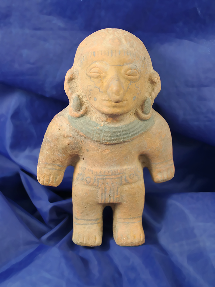 5 1/8"Jama-Coaque pottery figure with nice paint found in Ecuador.