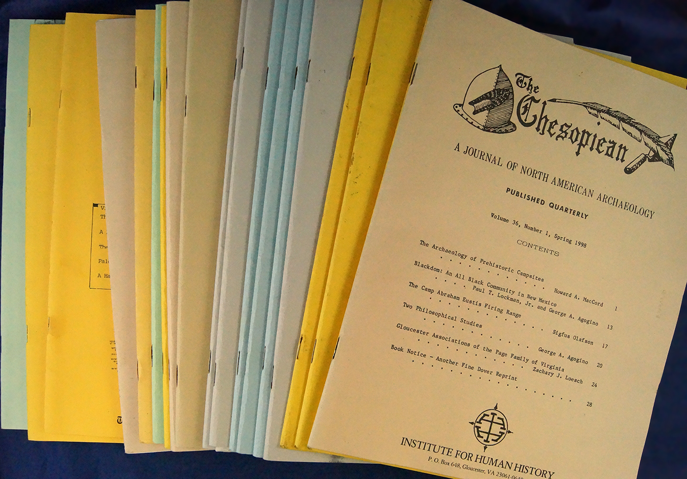 19 Quarterly Volumes of the Chesopiean, Journal of North American Archaeology.