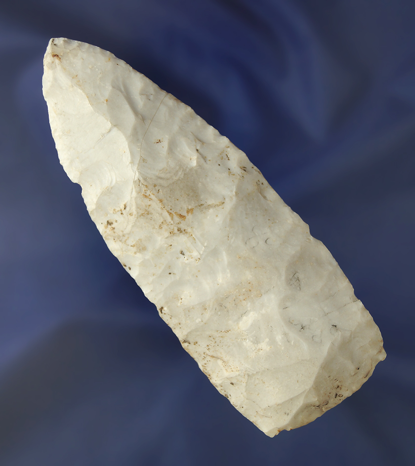 4 5/8" Flint Blade with minor tip rechipping found in Illinois.