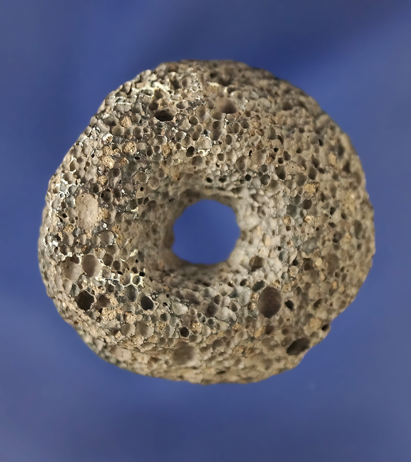 1 3/8" drilled lava stone bead found in Arizona.