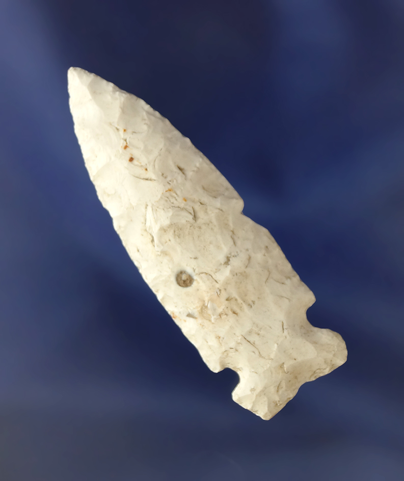 Unique! Nicely styled 2 1/8" Sidenotch point made from Burlington chert found in Illinois.