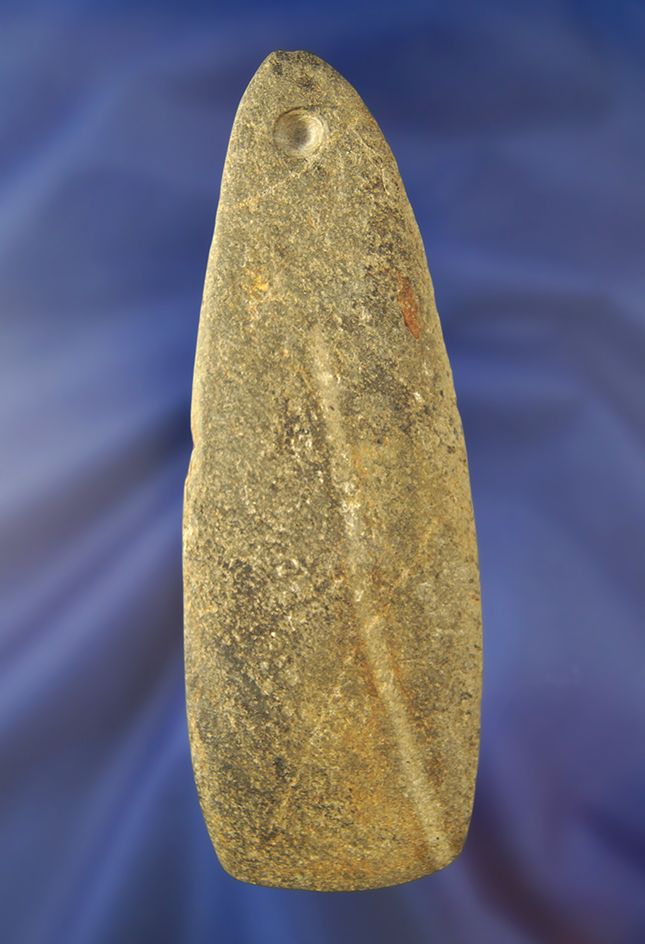 5 3/8" Slate Pendant preform with drilling started on both sides - Ohio. Ex. Tom Trotterman.