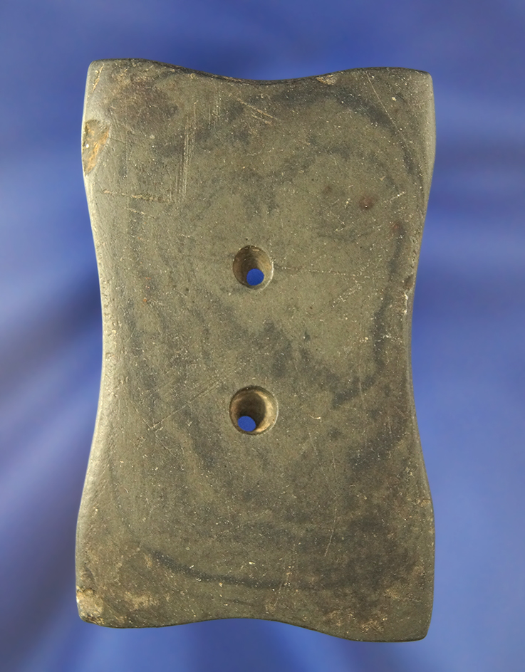 3 1/16" Slate Quadriconcave Gorget found near Greenville Ohio.