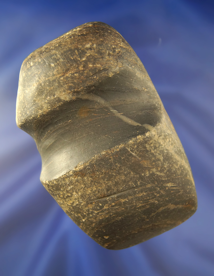 Well developed and highly polished 4 3/4" long 3/4 grooved Axe made from banded slate - OH