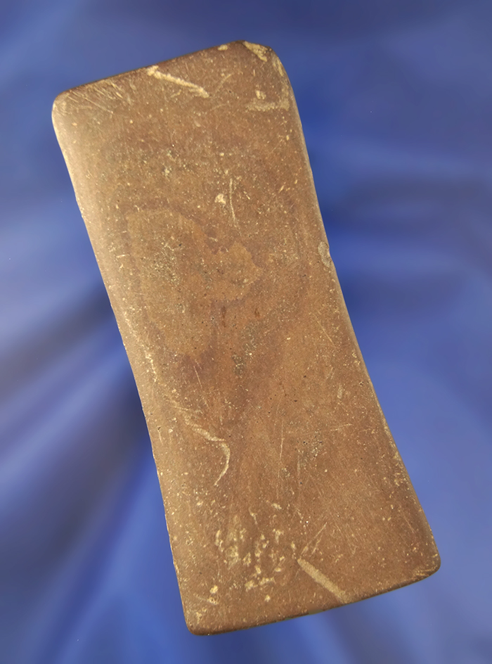 4 1/16" heavily patinated undrilled slate Gorget found in Ohio.