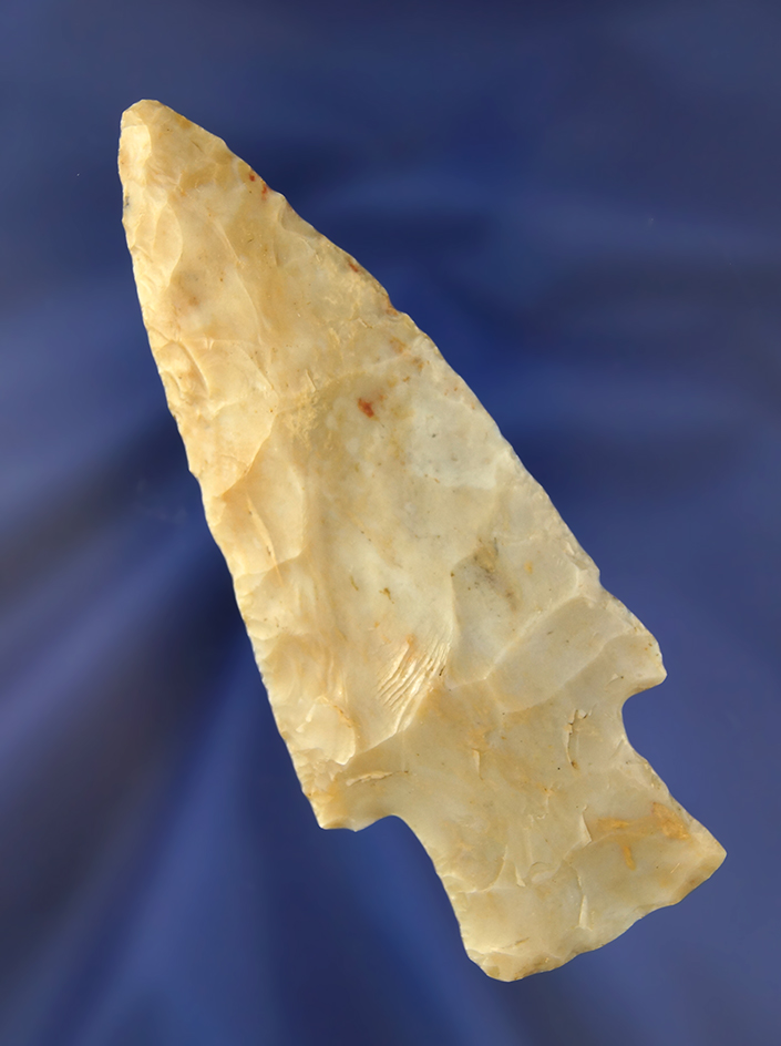 Thin and well flaked 4" Hopewell Knife made from high-quality Flintridge Flint found in Ohio.