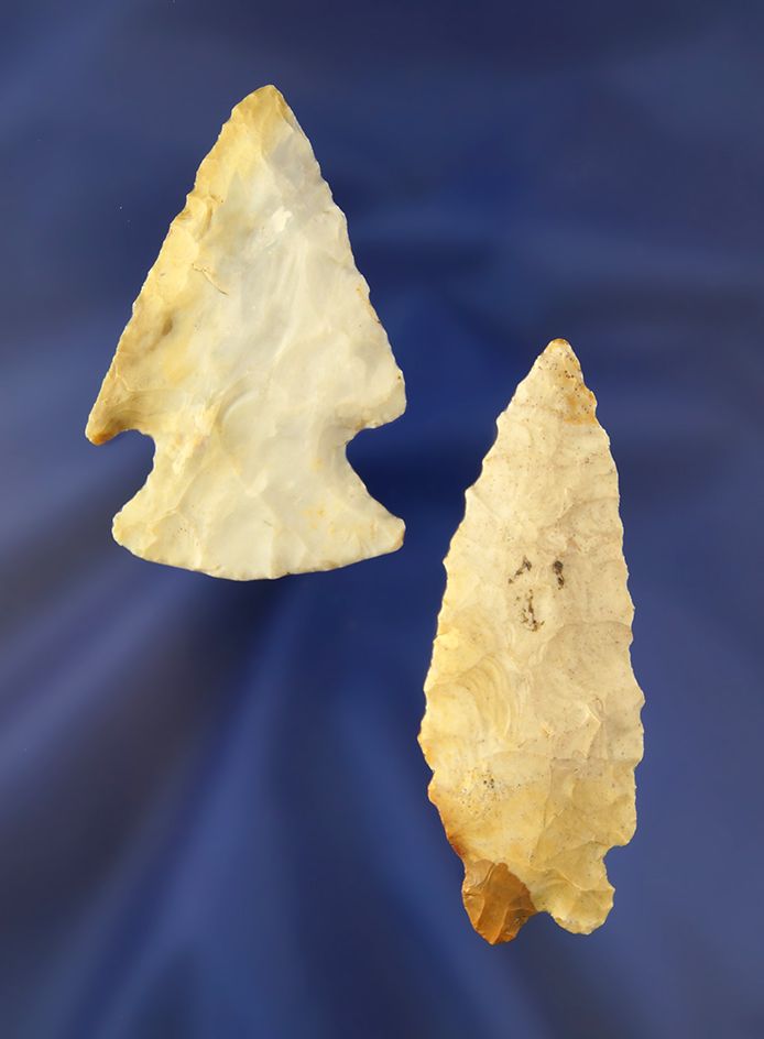 Pair of nicely made Ohio Arrowheads found in Darke Co., Ohio, largest is 2 13/16".