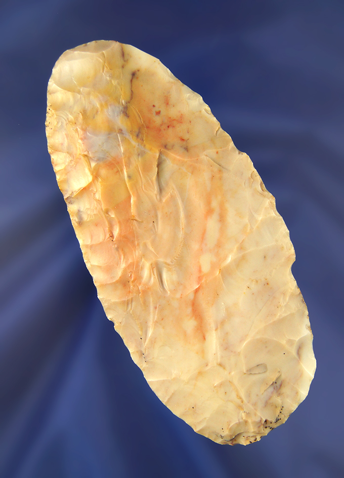 4 1/2" colorful Flint Ridge Flint Blade found in Ohio. Ex. Tom Whited collection.