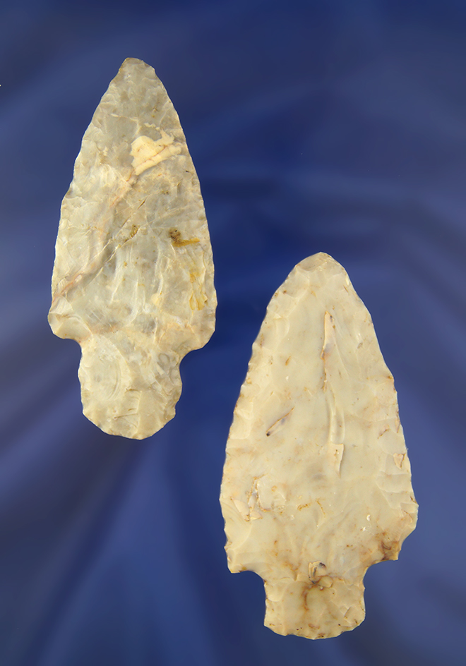 Pair of Flint Ridge Flint Adena Knives, largest is 3 7/16".