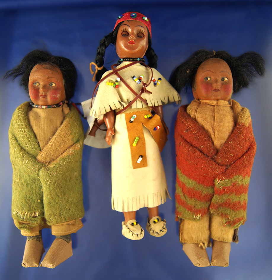 Set of 3 Indian Dolls in very good condition. Largest is 7" tall.