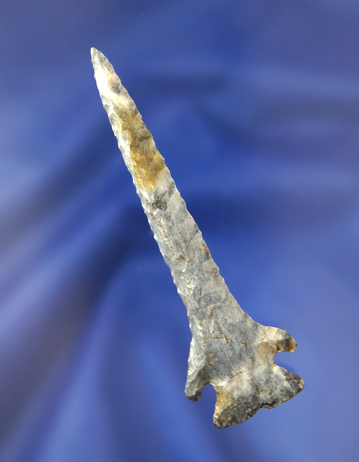 3 1/4" Classic Coshocton Flint Notched Base Dovetail Drill found in Coshocton Co., Ohio.