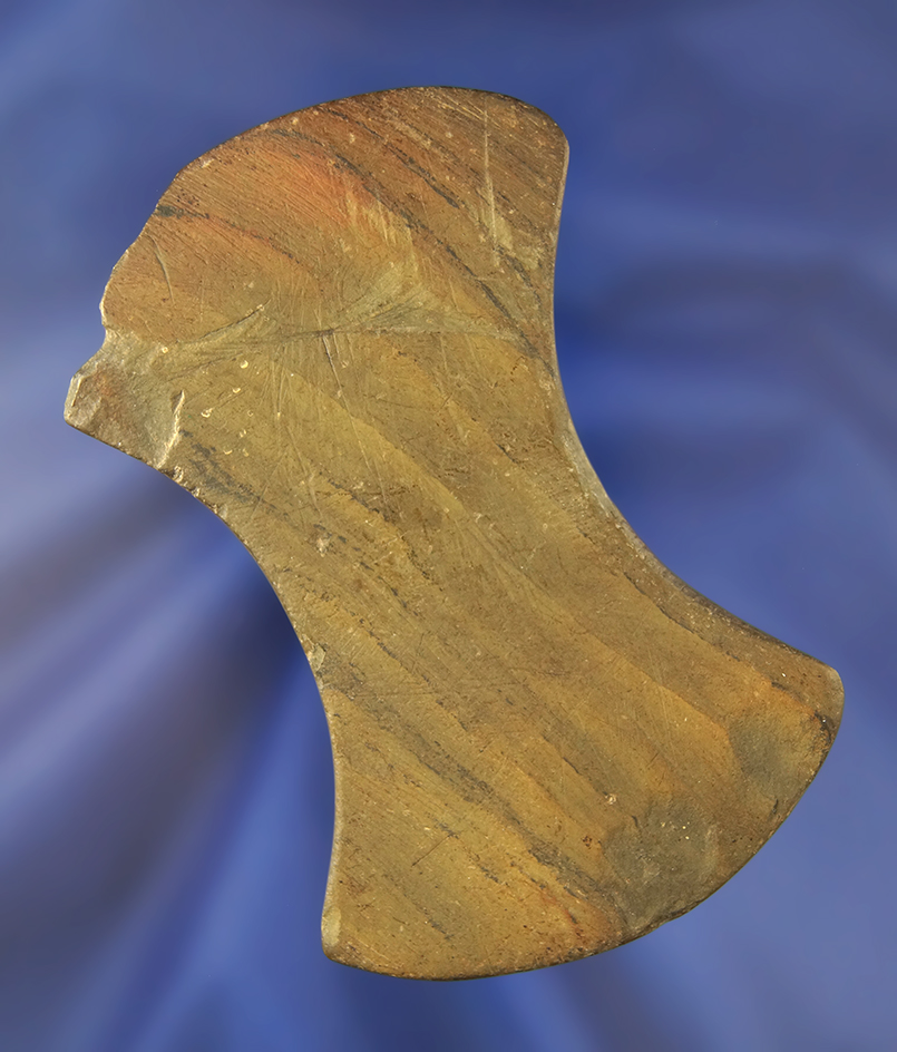 3 3/4" undrilled Biconcave Gorget found near the Stillwater River in Darke Co., Ohio in 1970.